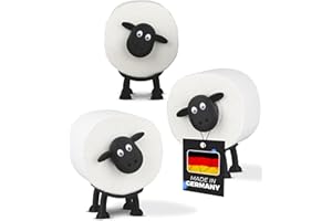 LAYERSMITH® 3X Schaf Toilettenpapierhalter [DAS ORIGINAL] für 42mm Rollen - als Deko für Toilettenpapier, Klorollenhalter, Klopapierhalter oder als Geschenk - Emma, Dori & Flocke