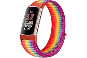 Runostrich Sport Loop Bracelet de montre en nylon souple compatible avec Fitbit Charge 5, réglable et respirant, bracelet de rechange en nylon souple pour homme et femme