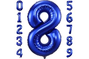 IEFOAH Navy Blue Number 8 Balloons,40" Giant Dark Blue 8th Birthday Balloon Large Foil Mylar Number Digital Balloons for Birthday Party Graduation Baby Shower Anniversary Decorations (Navy Blue, Number 8)