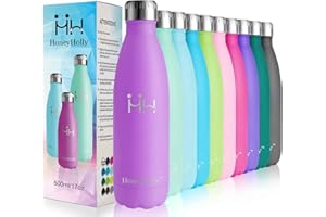 HoneyHolly Botella de Agua Acero Inoxidable 350/500/650/750ml, Aislamiento de Vacío de Doble Pared, Botellas de Frío/Caliente, sin bpa Botella Reutilizable para niños Sport Gimnasio Trekking Bicicleta