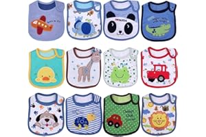 Yafane Baby Bibs 10 Packs Waterproof Layer Absorbent Bandana Drool Bibs Cotton for Infant Toddler Boys Girls 3-24 Months (Blue/Green)