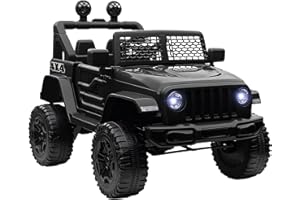 HOMCOM Kids Electric Ride On Car 12V Off Road Toy with Parental Remote Control 2 Motors Horn Lights Suspension Wheels for 3-6 Years Old Black