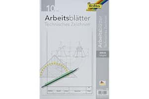 ‎FOLIA folia 8204/10 - Zeichenpapier, Block mit Arbeitsblättern für technisches Zeichnen, DIN A4, 10 Blatt, 120 g/qm, weiß, mit Vordruck
