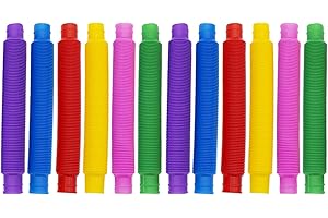 LOVETRENDS Set of Kids Sensory Tubes - Pack of 12 Bendy Pop Tubes in Bright Assorted Colours - Auditory Autism Fidget Toys for Kids