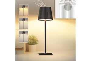 BUCASA LED Tischlampe Kabellos, Moderne Led Tischleuchte Kabellos Touch Dimmbar, Metall Tischlampe Akku Aufladbar 4800 mAh, IP54 Wasserdichte Nachttischlampe für Schlafzimmer, Party, Geschenk