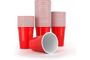 AOLUXLM 50 Gobelets, Gobelet Rouge, Gobelet Americain Reutilisable 16oz/473ml, Répétable Tasses pour Boissons Chaude Froide, Mariage, Fête