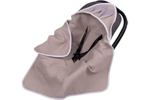 Infantilo Universal Baby Boy Girl Hooded Cosy Toes for Car Seat Blanket Wrap for Babies with Hood Baby with Holes for 3-Point Harness Straps Pushchair, Pram, footmuff (Summer Thin Light Beige)