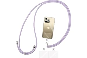 Olliwon Tour de Cou Téléphone Réglable avec 3 Patchs, Cordon de Collier de Longe Portable Universelle Compatible avec Plupart des Smartphones - Lanière Violet