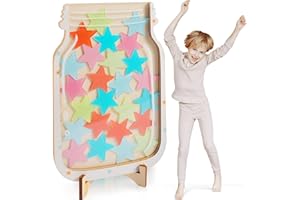 Qooloo Récompense Star Jar, Pot de Récompense de Étoile, Bocal de Récompense de Salle de Classe, Système de Récompense Enfant Stars, Tableau de Récompenses pour Garçons et Filles pour Enfant (H)
