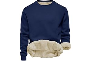Tincini Męska bluza zimowa, gruby sweter polarowy na co dzień, okrągły dekolt, z podszewką, ciepły sweter z długim rękawem, sweter zimowy
