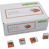 WAGO 100 Adet 2273-203 Compact Bağlantı Kutusu Kelep&ccedil;esi &Oslash; 0,5-2,5 mm&sup2;, 3 kutuplu, şeffaf/turuncu
