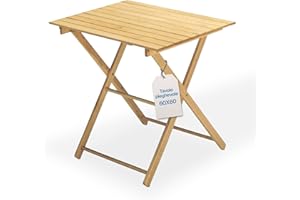 TOMAINO - Tavolo Pieghevole Legno Quadrato Salvaspazio - Tavolo Richiudibile Da Interno ed Esterno - Tavolino Richiudibile Portatile per Giardino, Balcone, Campeggio