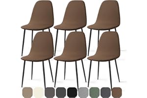 BalladHome Housses Chaise de Salle à Manger Scandinave 6 Pieces Moderne Jacquard Housse de Chaise Extensible Couverture de Chaise Housse Chaise pour Décoration Salon Cuisine Hôtel (Brun, 6 Pieces)-KL