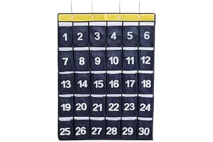 RUNQIN OUTDOOR Pochette Organiseur Numérotée à Suspendre sur Porte Murale, Sac Rangement pour Salle Classe 30 Poches, Organisateur pour Support Téléphone Portable, Articles Divers, Placard à Suspendu avec 4 Crochets