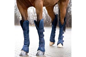 HORZE Guêtres de Transport avec Fermeture Auto-aggripante, guêtres pour Une sécurité maximale Pendant Le Transport du Cheval, 4 pièces, Disponibles en 3 Tailles: Poney, COB, Full, Bleu foncé, Bleu, F
