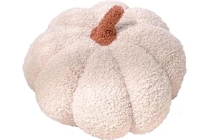CUEMOON Pumpakudde, kudde pumpa form grädde dekorativ kuddar 3D plysch pumpa huvudkudde dekorativ dekor barnrum soffa dekorat