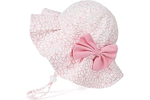 Jupsk Dziecięcy kapelusz przeciwsłoneczny, maluch letnia czapka z szerokim rondem miękka i urocza regulowana czapka typu bucket dla dziewczynek z delikatną kokardą, różowy, 2-4 lat