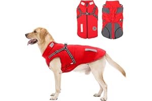 AISUOWA Manteau Chien avec Harnais Intégré, Manteaux d'hiver pour Chien Chaud en Polaire Impermeable, Veste Hiver avec Réfléchissante pour Petits, Moyens et Grands Chiens