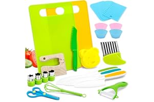 Anpole Toddler Knife Set - 23 Pcs Kids Knife Set for Chopping, Mini Chef Knife Set for 2 3 4 5 6 7 8 9 10 Year Old Girl Boy Gift