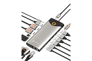 NOVOO Docking Station USB C, 15 in 1 Hub C con Adattatore HDMI Dual 4K@60Hz, Porte C/A, 100W PD, RJ45, SD/TF e Audio, Multiport Hub USB C per MacBook/iPad/iPhone/Dell/HP/Lenovo