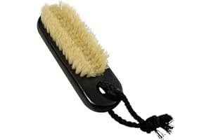 Coralpearl Wooden Nail Brush Cleaner Black X 1 in 100% Natural Boar Bristle for Cleaning Hand Finger Foot Toe, Fingernail Toenail Scrub Brush for Men Women Kids Manicure Pedicure Care (with Rope)
