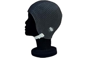 Blue Reef Gorro de natación con efecto de granulado y tonos oscuros, de un solo color sólido, clásico, retro, discreto, para adultos, con correa ajustable