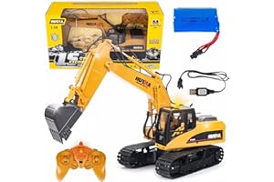 HNR 3in1 15-Channel RC Excavator Toy, 1:14 Scale Construction Vehicle with Lights & Sound, Full Functional Remote Control Digger for Adult (Super Powerful, Professional Grade)
