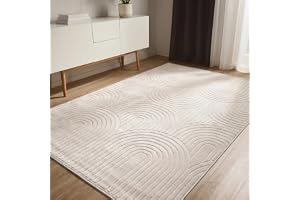 benuta Basic Matta Claire - Krämfärgad 140x200 cm - Minimalistisk geometrisk retro vardagsrum - Lättskött - Lämplig för golvv