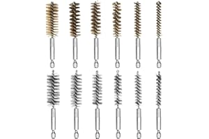 KTPCN 12 Drahtbürste Bohrmaschine Set: 6 Edelstahlbürste Akkuschrauber & 6 Kupferbürsten, Zylinder-Drahtbürste Rund mit Sechskantstange, Lochbürste für Polier Schleifen Entrosten(8/10/12/15/ 17/19mm)