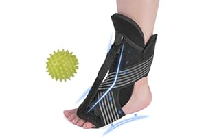 Hivexagon Plantar Fasciitis Brace, Foot Orthopedic Brace for Sleep Support, Adjustable Elastic Dorsal Night Splint, Heel, Ankle, Pain, Heel, Arch Foot Pain with Massage Ball
