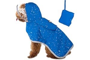 SlowTon Chubasquero Impermeable para Perros, Chubasquero Transparente de Doble Capa con Capucha para Perros pequeños, medianos y Grandes, Poncho para Perros con Banda Reflectante