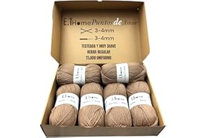 E.THOME 600g Lana premium topo, lanas para crochet, lanas dos agujas, lanas para tejer, hilo grueso, lana tricotina, lanas, dyd, lanas suave, lanas bebe, mantas, jersey, calceta, bufanda, amigurimis (Topo)