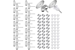 TOAOB THE ONE AND ONLY BABY TOAOB 300 Pezzi Orecchini Perni Piatto Basi in Acciaio Inossidabile 10 mm e Ferma Orecchino Farfalla e Trasparente Gomma Backs Support per Creazione Gioielli Fai da Te