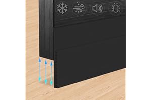 HIZH Samoprzylepna uszczelka do drzwi – duża szczelina do drzwi, ogranicznik przeciągów, uszczelka do drzwi, taśma uszczelniająca, odporna na warunki atmosferyczne, blokada dźwiękowa, silikonowa uszczelka do drzwi, 7,6 cm x 99 cm, czarna