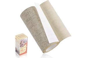 CAHOMO Fabric Repair Patches, Self-Adhesive Linen Fabric Patch,10x160 cm Fabric Patches for Furniture, Canvas Fabric Patch Sofa Repair Patch Kits for Couch Fabrics Repair Medium beige grey