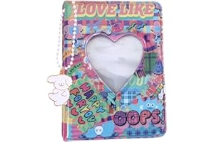 runrayay 3 Pouces Graffiti Mini Album Photo, 40 Poches Kpop Photocard Binder avec Pendentif, Love Heart Hollow Photocard Holder Book, Business Card Book Holder for Photocard Sleeves