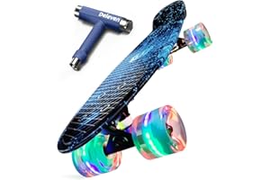 Deleven Skateboard 56cm avec Roues LED, Outil de Skate et Roulements ABEC 7 - pour Enfants Débutants Filles Garçons Adolescents Adultes