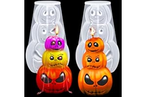 KVCSYAW 3D Pumpkin Resin Molds, 2 Pack Halloween Candle Silicone DIY Craft Handmade Making Mould Fondant Cake, Aromatherapy Candle, Chocolate, Soap, Candy (12T-PumpkinMold-2)