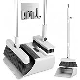 Velnoa 3 in 1 Folding Broom and Dustpan | Stainless Steel Hanger | 4 Products in 1, Broom, Dustpan, Brush and Glass Cleaner.