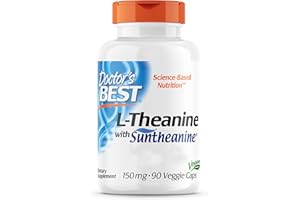 Doctor's Best, L-Theanine with Suntheanine, 150mg, 90 Capsule vegane, Testato in Laboratorio, Senza Soia, Senza Glutine, Non-GMO, Aminoacido