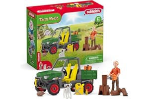 schleich FARM WORLD | Leśny rolnik z pojazdem 42659 | Zestaw z Paulem, psem, terenówką & akcesoriami | Figurki zwierząt realistyczne | Prezent dla dzieci | Zabawka farma od 3 lat | 49 elementów