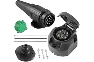 SPARKMOTO Enchufe de Remolque 13 Pines Hembra Macho,Enchufe Conector para Remolque Caravana Coche, Enchufe 13 Polos Remolque,Enchufe de Caravana 13 Pines,con componentes de Montaje