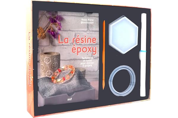Coffret la résine époxy - Techniques et tutos pour réaliser 5 projets: Un livre explicatif, deux moules (bracelet et boîte à bijoux) et une spatule et un tapis en silicone
