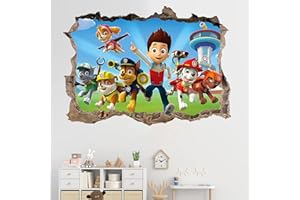 SHENGRUILI La Patrulla Canina,Adhesivo Decorativo 3D para Pared,Habitación Infantil Pegatinas,Patrulla Canina ParedPegatinas,Adhesivos Decorativos para Pared