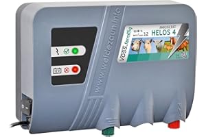 VOSS.farming 12V 230V Solar Weidezaungerät HELOS 4, Batteriegerät, Netzgerät, Perfekte Hütesicherheit für Pferde, Rinder, Schafe, Ziegen, Elektrozaun, Weidezaun