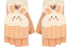 TAGVO Guantes Sin Dedos para Niños, Guantes sin dedos convertibles Flip Top, Guantes Táctiles Térmicos con Forro Suave, Multifuncional Elástico Guantes de Invierno para niños y niñas 7 a 13 Años