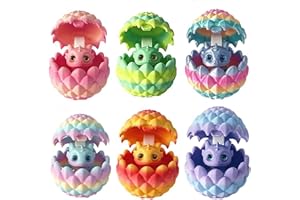 YQYCE 6 Stück 3D Drachenei mit Drache, Drachen Ei, 3D Drache, für kreatives Spielen und Dekoration, Geschenk (Rainbow/Pink/Green/Blue Purple/Rainbow), Drachenei mit 3D Drache im Inneren