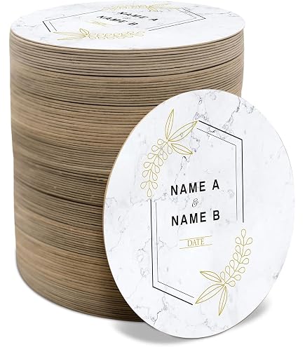 Personalized Natural Cork Coasters - Set Of 5, Custom Engraved Round Monogram, Wedding & Housewarming Gift