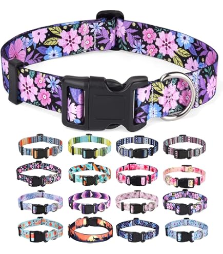 Mihqy Zachte hondenhalsband in etnische stijl, verstelbaar, voor kleine, middelgrote of grote honden, met Boheemse, bloemen, tribal, geometrische patronen (bijen, M