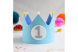 LG LITTLE GOODS Little Goods - Geburtstagskrone - wendbare - Stoffkrone - Krone Kinder Mädchen Junge - Krone inklusive austauschbarer Zahlen - Kindergeburtstag - Blau - Blau-Grau